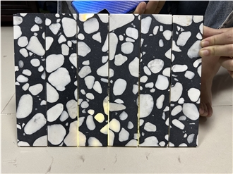 Black Base White Grain Light-Transmitting Terrazzo Mosaic