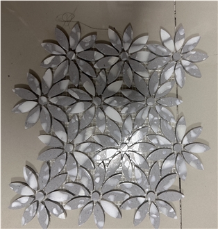 Flower Pattern Waterjet-Cut Terrazzo Bathroom Mosaic Tiles
