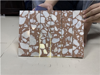 Red Terrazzo Light-Transmitting Floor And Wall Bathroom Mosaic