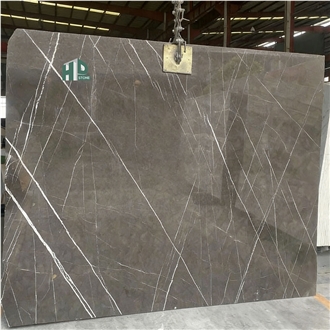 Polished Bulgarian Grey Marble Slabs Lightning White Veins