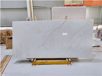 Calacatta Oriental Marble Slabs White Stone Tile For Floor