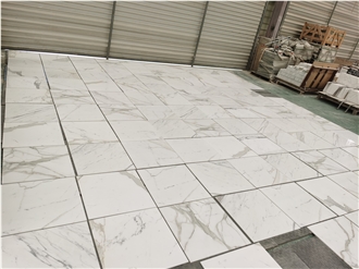 GOLDTOP Project Calacatta White Marble Tiles For Hotel