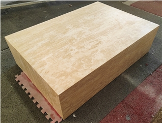 Beige Traventine Plinth Coffee Table For Inner Decoration