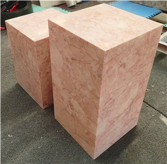 Cream Rose Marble Side Table For Inner Decoration