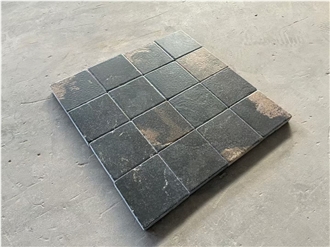 Modern Golden Black Limestone Square Walkway Pavement Tiles