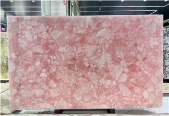 Luxury Pink Crystal Semiprecious Stone Slabs
