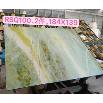 Light Jade Green Color Quartzite Slab Tiles