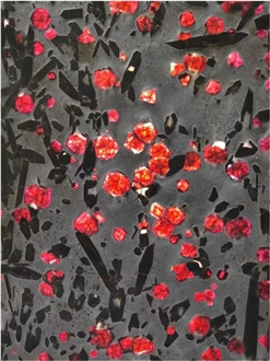 Ruby Meteorus – Luxury Red & Black Natural Granite Tiles