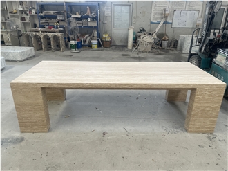 Beige Travertine Dinning Table
