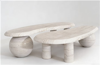 Super White Tavertine Coffee Table