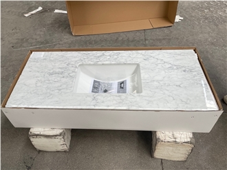 49 Inch Carrara White Marble Vanity Rectangular Undermount Sink Bath Top