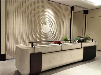 Natural Coral Stone Slabs Custom CNC Carved Wall Panels