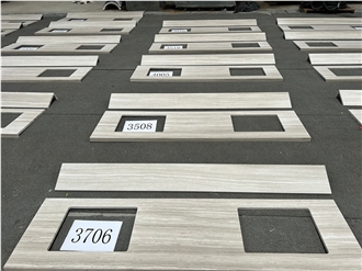 White Wood Vein Marble Bathroom Vanity Top Bath Top