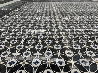 GLM Chinese Marble Waterjet Cut Inlay Flooring Pattern