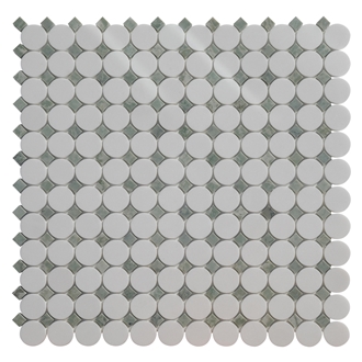 Thassos Marble And Desert Jade Round Square Mosaic Tiles