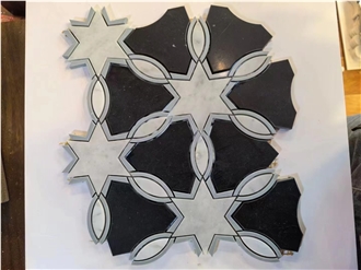 Geometric Pattern Scallop White Marble Waterjet Mosaic Tiles