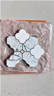 Honed Floral & Nature Inspired Marble Waterjet Mosaic Tiles