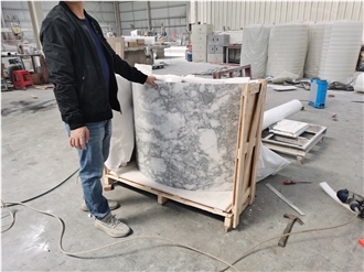Honed Italy White Arabescato Carrara Marble Column Panels