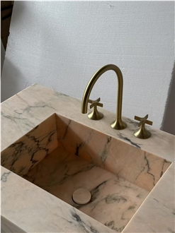 Honed Portugal Rectangle Pink Rosa Aurora Marble Basins