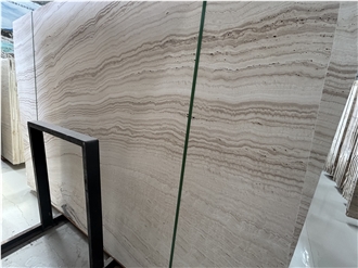 Honed Unfilled Super White Travertine Vein Cut Slabs