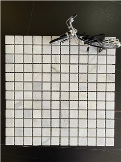 Honed White Marble Small Square Mosaic Tiles For Floors