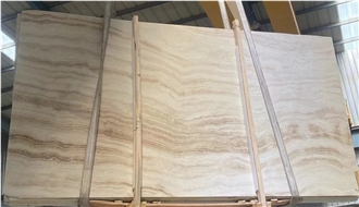 Natural Cream Takab Angoran Beige Travertine Vein Cut Slabs