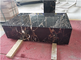 Polished Black Vendome Noir Marble Rectangular Coffee Table