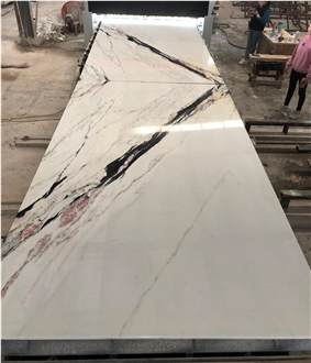 Polished Bookmatched White Calacatta Oriental Marble Slabs