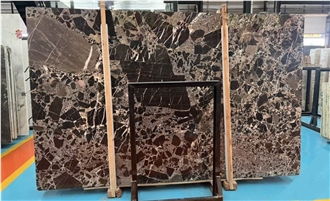 Polished Bulgari Brown Marble Slabs For Walls And Floors