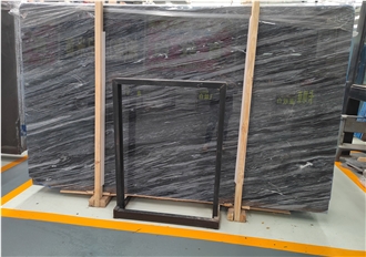 Polished Cartier Dark Grey Blue Veins Marble Slabs For Walls