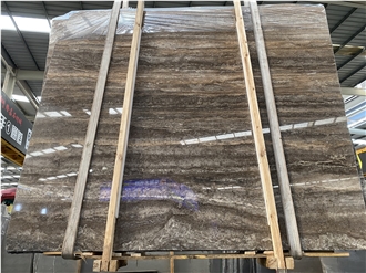 Polished  Titanium Grey Silver Travertine Slabs For Wall