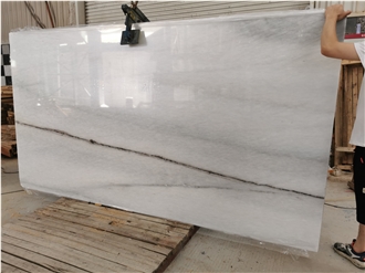 Polished White Snowflake Wood Grain Marble Slabs For Walls
