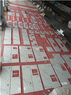 Carrara White Marble Vanity Tops For Luxury Hotel Projects