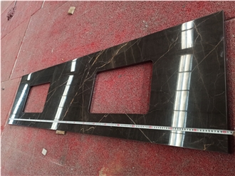 Hotel Chinese Saint Laurent Marble Double Sink Vanity Tops