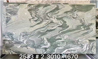 Landscape Green Marble Slab Tiles