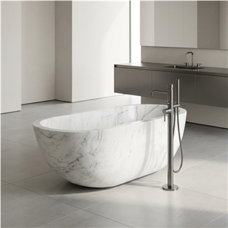 Custom Solid White Marble Stone Freestanding Bathtub Manufacturer