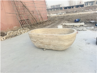 Decoration Beige Travertine Bathtub
