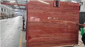 Interior & Exterior Stone Polished Red Travertine Slabs