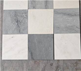 Italian Bardiglio Grey & White Marble  12X12 Floor Tiles