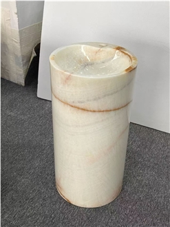 Luxury Onyx Stone Pedestal Wash Basin Luxury For Bathroom