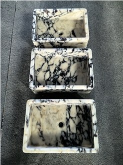 Luxury Polished Calacatta Viola Marble Rectangle Basins