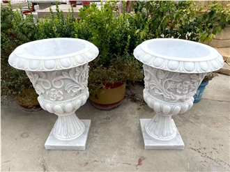 Modern Outdoor Guangxi White Marble Garden Planters