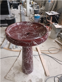 Natural Turkey Rosso Levanto Red Marble  Pedestal Sink