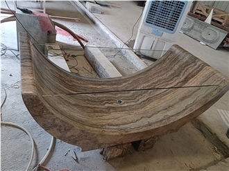 Silver Gray Travertine Bathtub Freestanding Tub