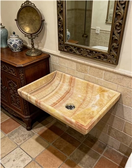Supply Natural Stone Honey Onyx Vessel Sink