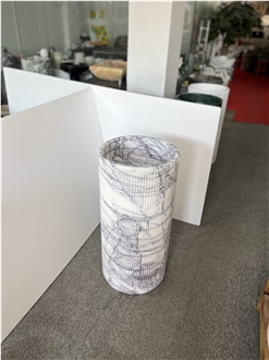 Wholesale Fluted Milas Lilac White Marble Pedestal  Basins