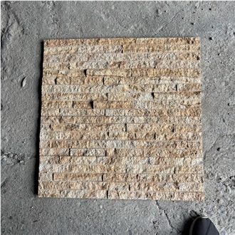 Yellow Wooden Sandstone Wall Panel Stone Veneer