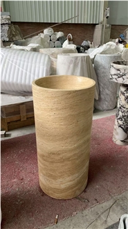 Beige Travertine Pedestal Basins