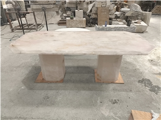 Crystal Pink Quartzite Restaurant Table