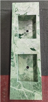 Verde Jade Marble Double Washbasin Bath Top
